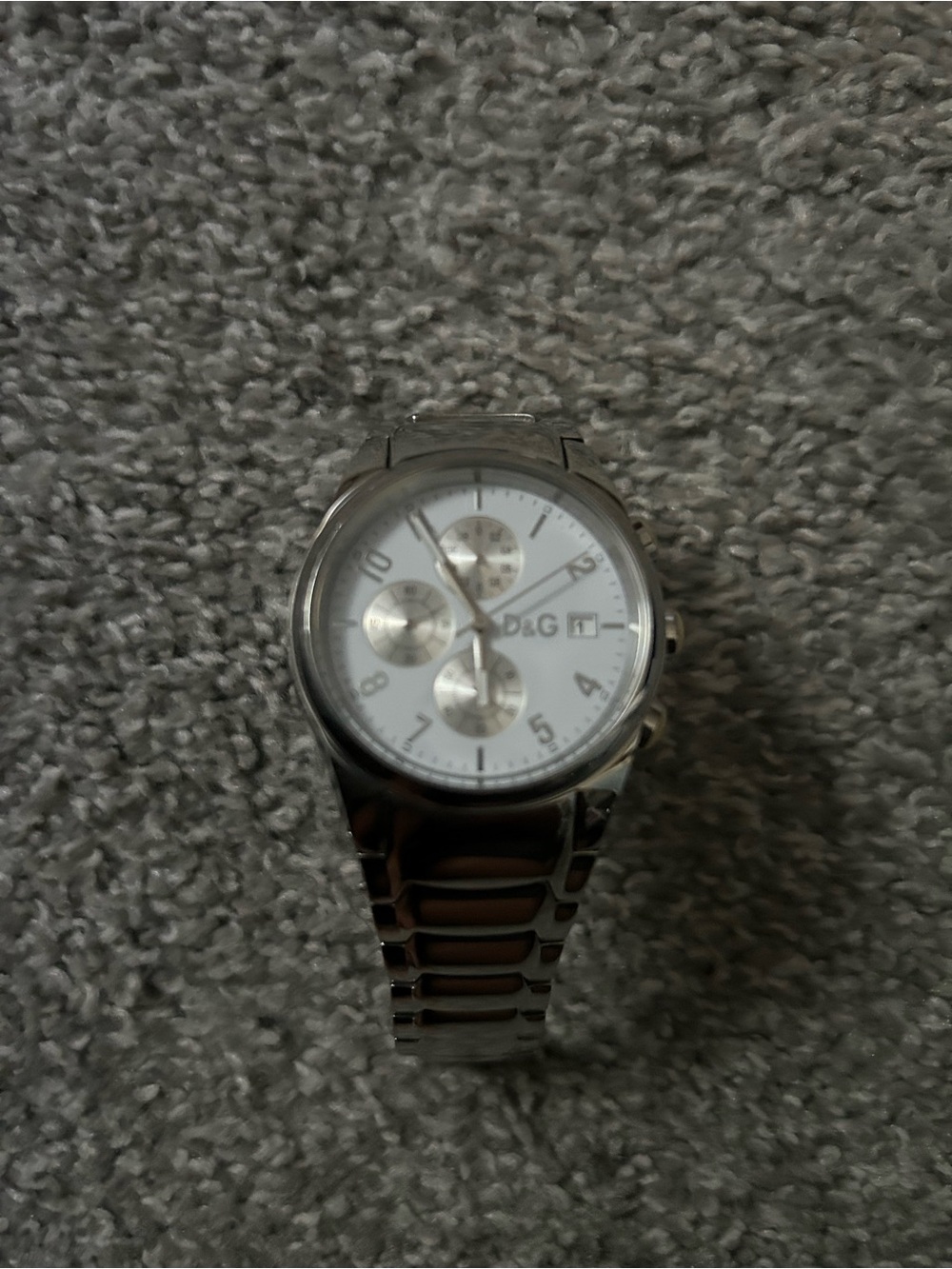D&G Silver Bracelet Chronograph Watch with White Dial
